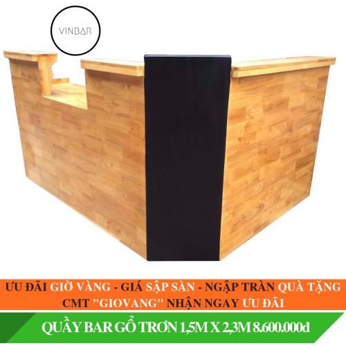 QUẦY BAR GỖ TRƠN 1,5M X2,3M