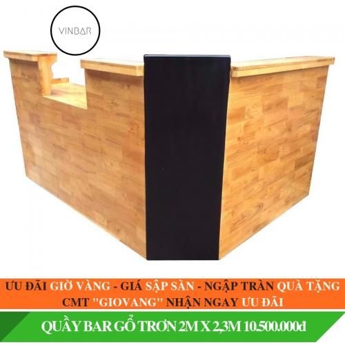 QUẦY BAR GỖ TRƠN 2X2,3 M