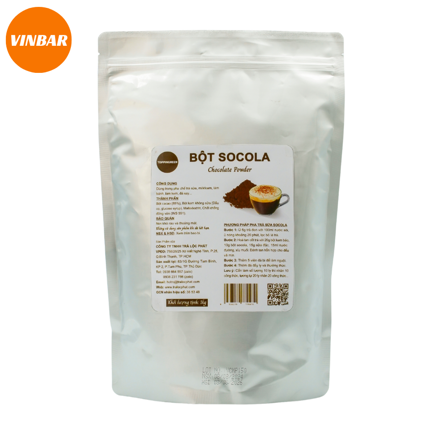 BỘT SOCOLA TOPPINGREEN 1KG (12 GÓI/THÙNG)