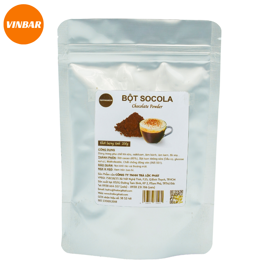 BỘT SOCOLA TOPPINGREEN 200GR (60 GÓI/THÙNG)