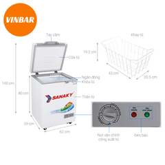 TỦ ĐÔNG SANAKY VH-1599HY MINI 100 LÍT ĐỒNG