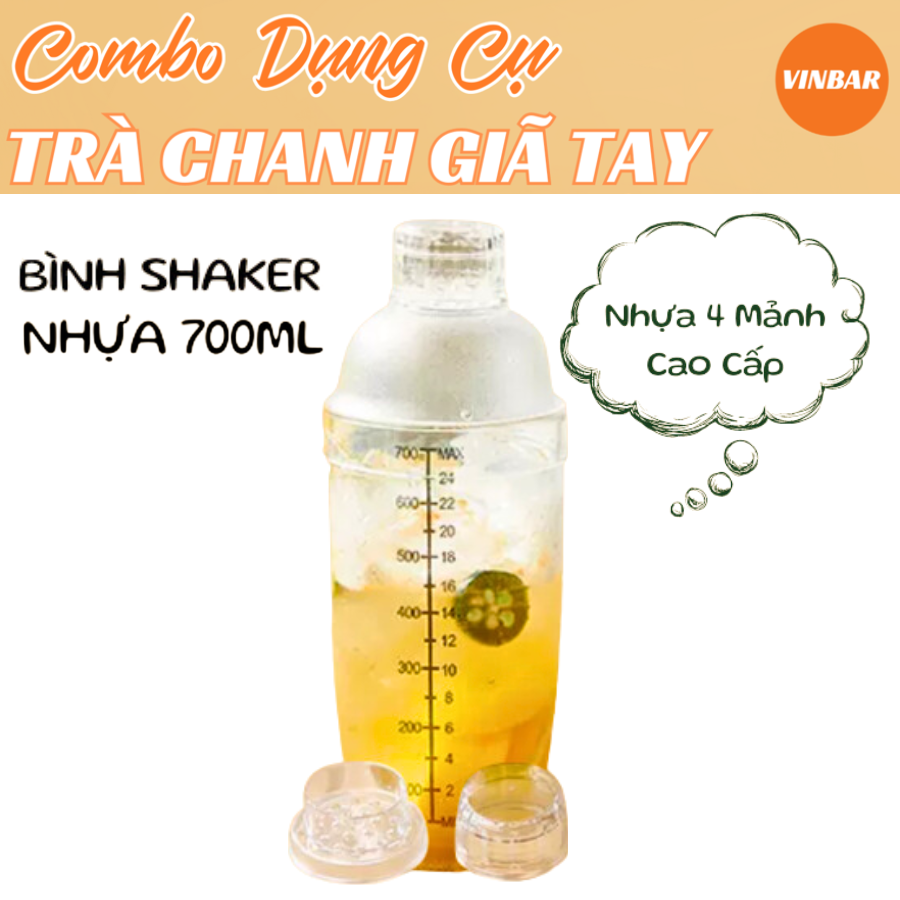 SHAKE NHỰA TRONG 4 MẢNH 700ML (DÙNG CHO TRÀ CHANH GIÃ TAY)