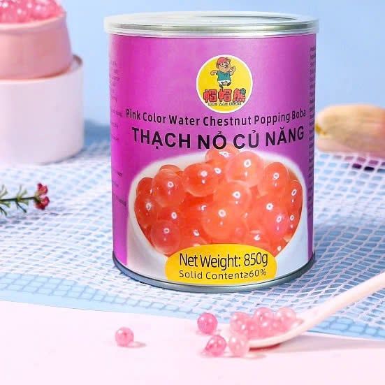 THẠCH HẠT NỔ CỦ NĂNG MAOMAO 850Gr ÁNH HỒNG (12LON/THÙNG