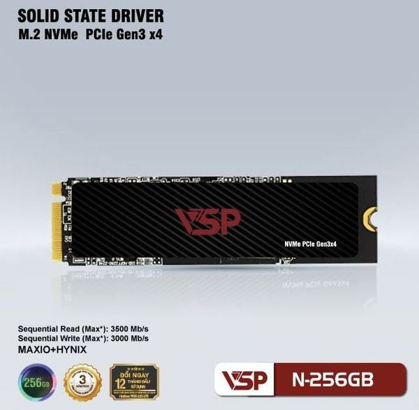 SSD VSP N-256GB | 256GB, M.2 PCIe, Gen 3x4 NVMe TỐC 3500/3000 NEW