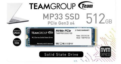 SSD 512GB NVME M.2 TEAMGROUP MP33 PCIE GEN3 X4 NEW