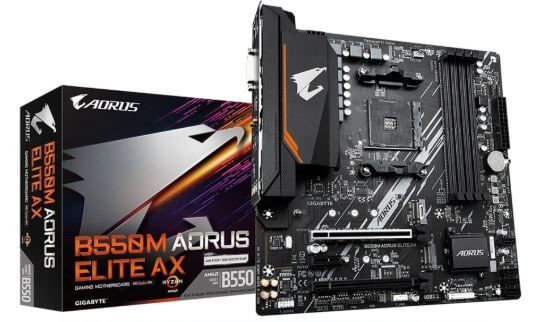 MAINBOARD GIGABYTE B550M AORUS ELITE AX ( WiFi 6E / Bluetooth 5.3 / AM4 / m-ATX / 4xDDR4 )
