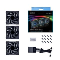 FAN CASE LIANLI UNI FAN TL WIRELESS LCD 120 REVERSE | BLACK/WHITE (BỘ 3 CÁI KÈM HUB USB - CÁNH THUẬN ) NEW