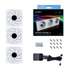 FAN CASE LIANLI UNI FAN TL WIRELESS LCD 120 REVERSE | BLACK/WHITE (BỘ 3 CÁI KÈM HUB USB - CÁNH THUẬN ) NEW