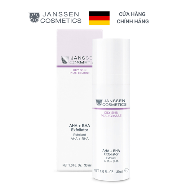 Tẩy tế bào chết từ axit trái cây đậm đặc cho da dầu Janssen cosmetics AHA + BHA Exfoliator 30ml