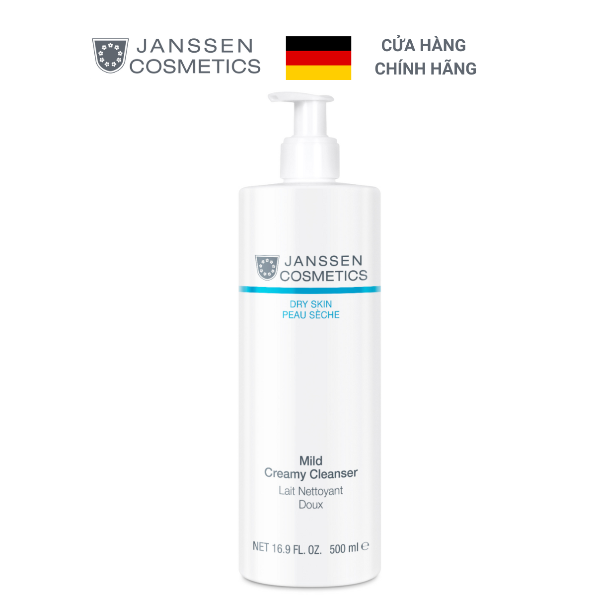  Sữa rửa mặt dành cho da khô - Janssen cosmetics Mild Creamy Cleanser 500ml 