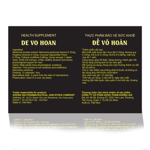  Tăng cường sinh lý nam - Đế Võ Hoàn 