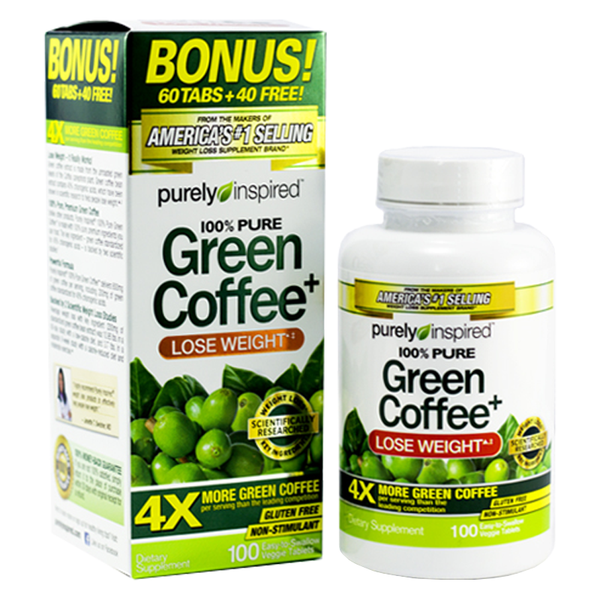 Viên giảm cân tinh chất hạt cà phê xanh - purely inspired green coffee bonus 100ct us