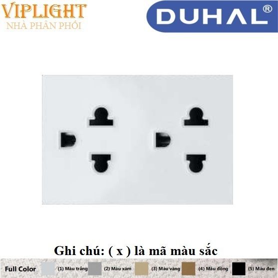 Ổ CẮM ĐÔI 3 CHẤU SIZE L 16A DUHAL SxB233 Màu xám, vàng, đồng, đen - DÒNG MOON K