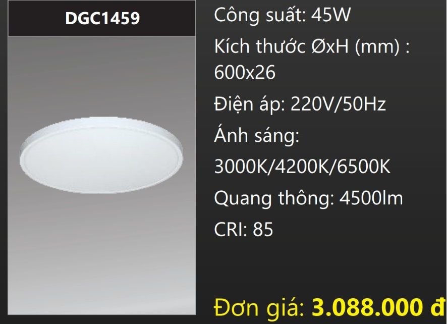 ĐÈN LED GẮN NỔI ỐP TRẦN THÔNG MINH CAO CẤP Ø600 45W DUHAL DGC1459 (ĐƯỜNG KÍNH O600 LED ĐỔI MÀU 45W)