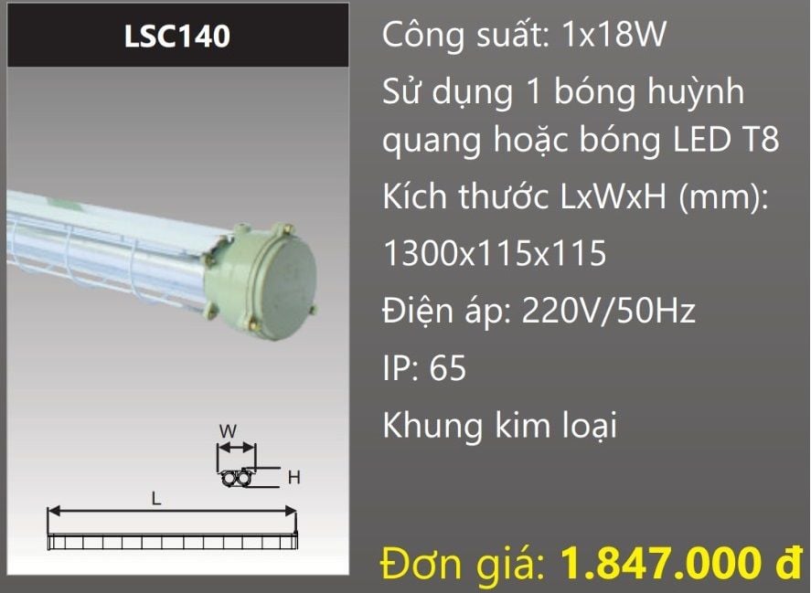 BỘ ĐÈN CHỐNG CHÁY NỔ 18W DUHAL LSC140