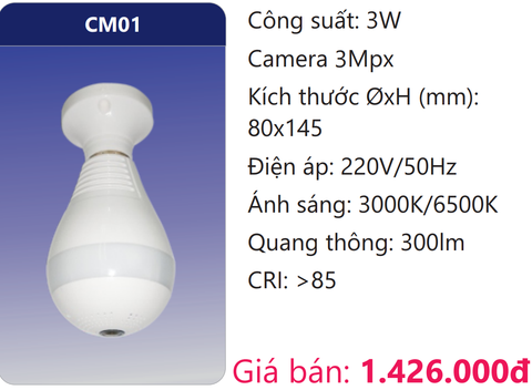  BÓNG ĐÈN CAMERA 3MPX LED 3W DUHAL CM01 