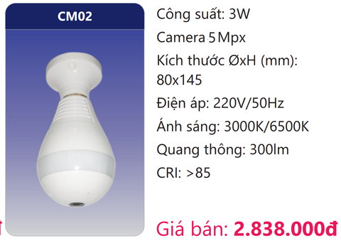  BÓNG ĐÈN CAMERA 5MPX LED 3W DUHAL CM02 