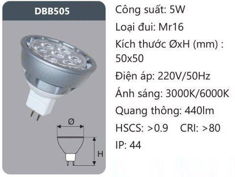 BÓNG ĐÈN GHIM LED DUHAL 5W DBB505 / KBB505