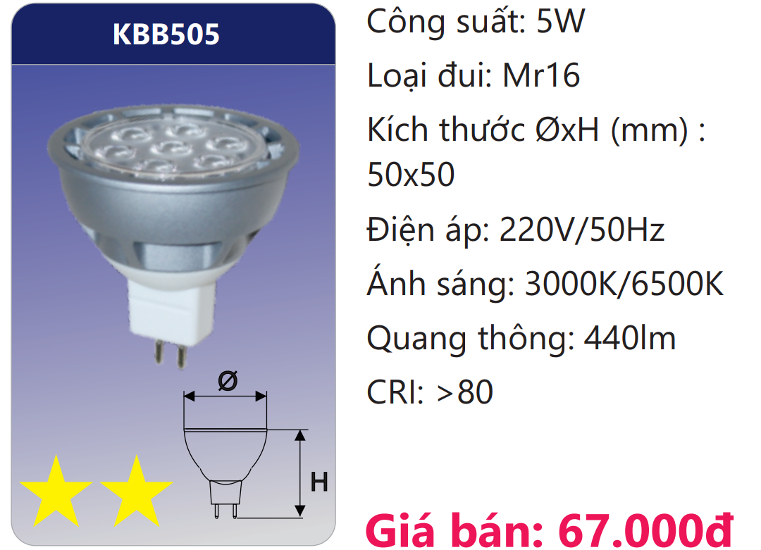 BÓNG ĐÈN LED CHÂN ( ĐUI ) GIM 5W DUHAL KBB505