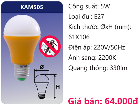  BÓNG ĐÈN LED ĐUỔI MUỖI 5W DUHAL KAM505 