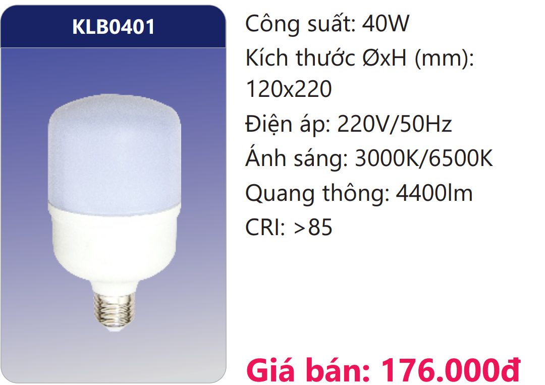 BÓNG ĐÈN LED TRỤ 40W DUHAL KLB0401