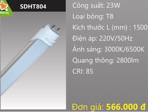  BÓNG ĐÈN TUÝP LED THÂN NHÔM 1,5M (1M5) 23W DUHAL SDHT804 