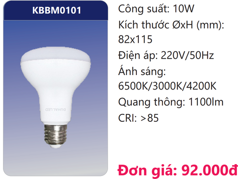  BÓNG LED ĐỔI MÀU 10W DUHAL KBBM0101 