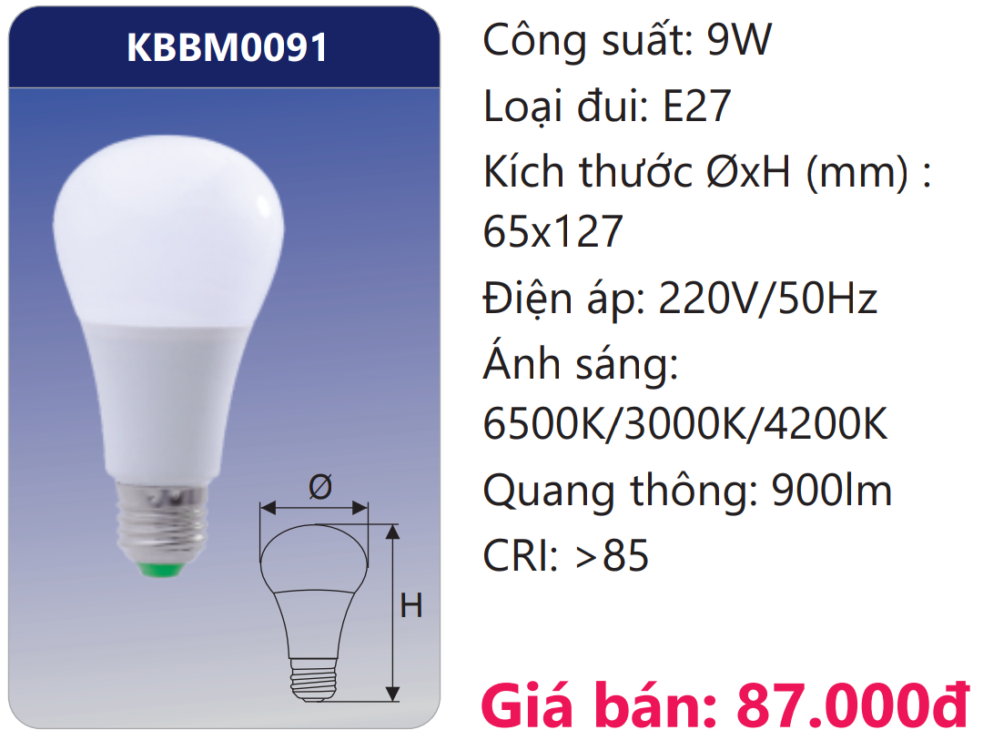 BÓNG LED ĐỔI MÀU 9W DUHAL KBBM0091