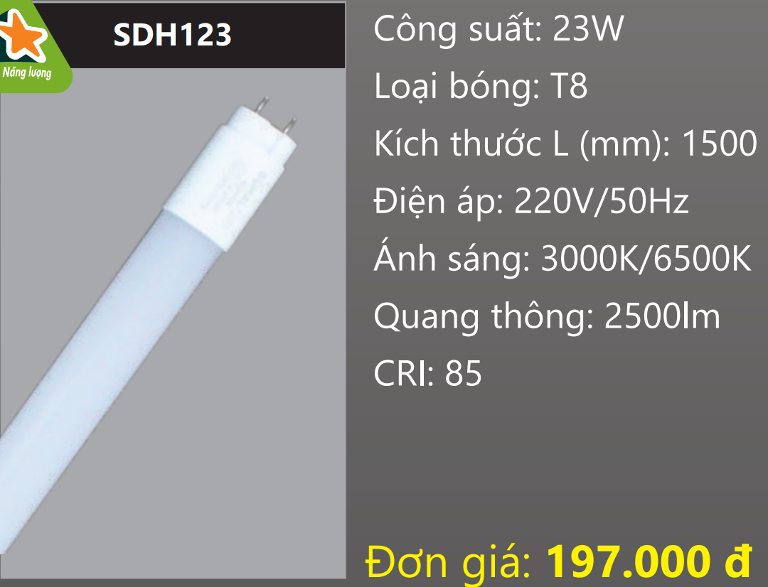 BÓNG ĐÈN TUÝP LED 1,5M (1M5) 23W DUHAL SDH123