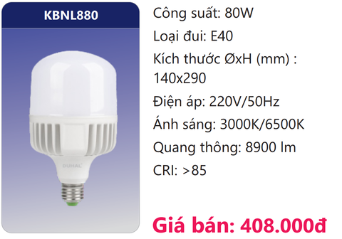  BÓNG TRỤ LED 80W DUHAL KBNL880 