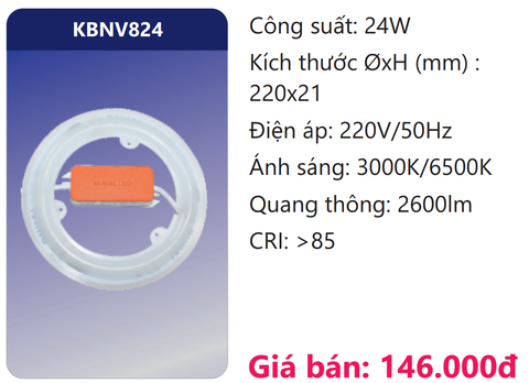  BÓNG VÒNG LED 24W DUHAL KBNV824 