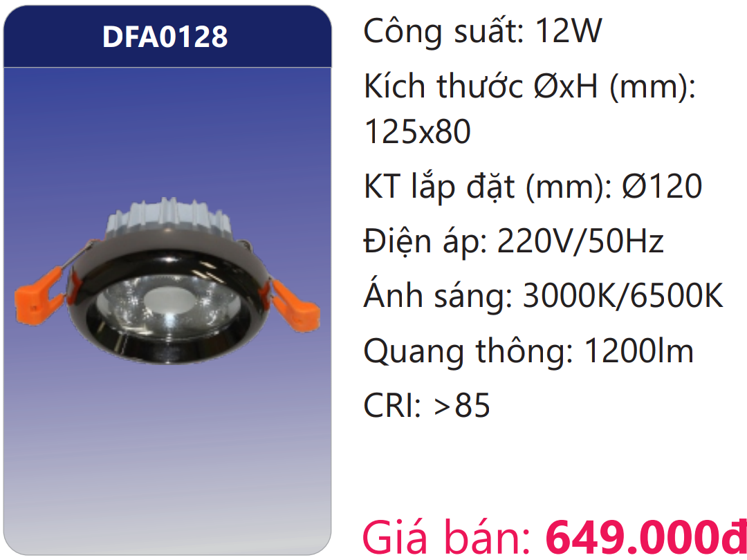 ĐÈN ÂM TRẦN CHIẾU ĐIỂM TRANG TRÍ LED 12W DUHAL DFA0128