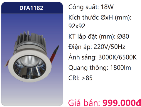  ĐÈN ÂM TRẦN CHIẾU ĐIỂM TRANG TRÍ LED 18W DUHAL DFA1182 