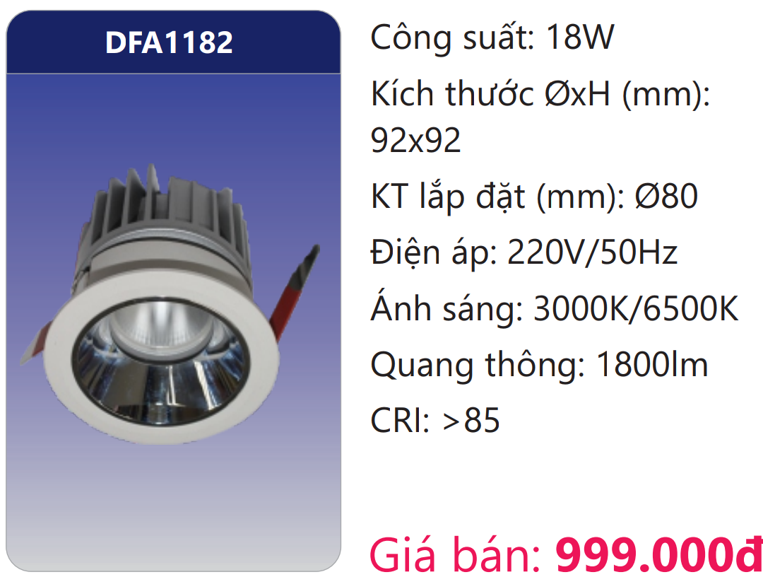 ĐÈN ÂM TRẦN CHIẾU ĐIỂM TRANG TRÍ LED 18W DUHAL DFA1182