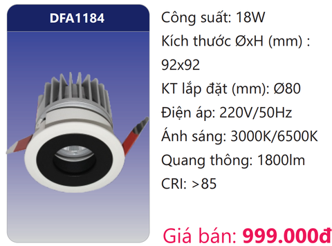  ĐÈN ÂM TRẦN CHIẾU ĐIỂM TRANG TRÍ LED 18W DUHAL DFA1184 