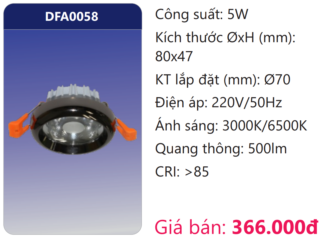 ĐÈN ÂM TRẦN CHIẾU ĐIỂM TRANG TRÍ LED 5W DUHAL DFA0058