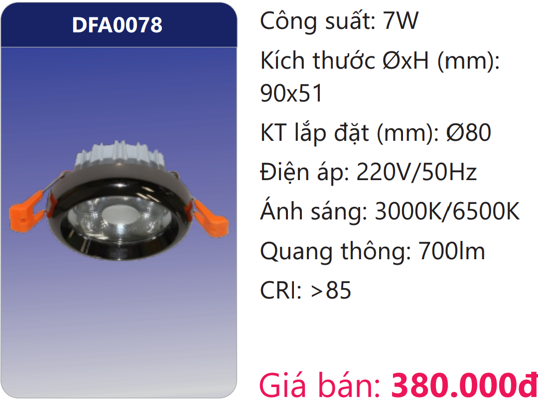 ĐÈN ÂM TRẦN CHIẾU ĐIỂM TRANG TRÍ LED 7W DUHAL DFA0078