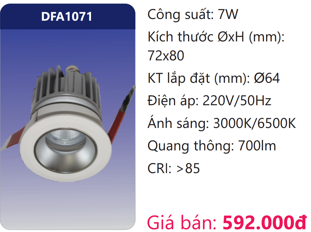 ĐÈN ÂM TRẦN CHIẾU ĐIỂM TRANG TRÍ LED 7W DUHAL DFA1071