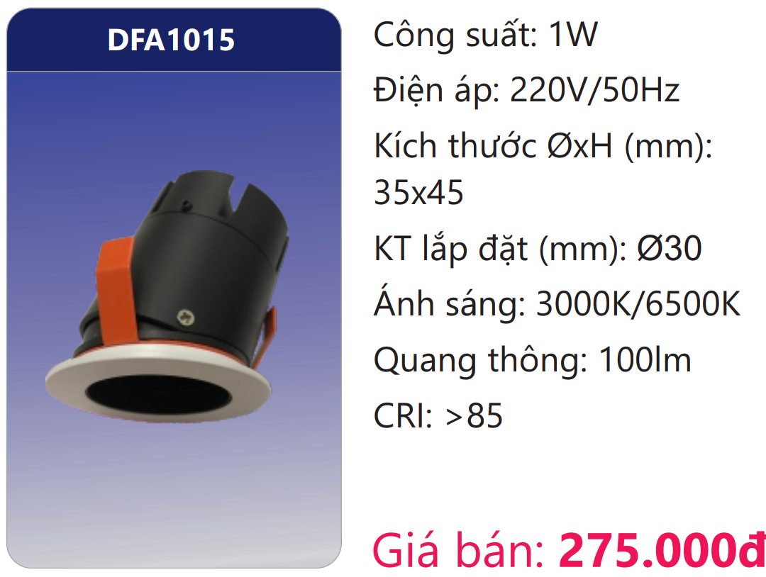 ĐÈN ÂM TRẦN MINI CHIẾU ĐIỂM TRANG TRÍ LED 1W DUHAL DFA1015