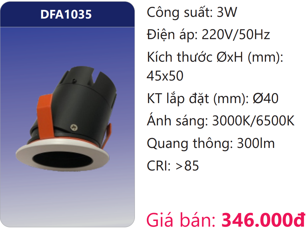 ĐÈN ÂM TRẦN MINI CHIẾU ĐIỂM TRANG TRÍ LED 3W DUHAL DFA1035