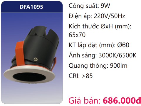  ĐÈN ÂM TRẦN MINI CHIẾU ĐIỂM TRANG TRÍ LED 9W DUHAL DFA1095 