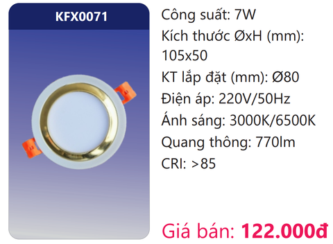  ĐÈN ÂM TRẦN VIỀN MÀU LED 7W DUHAL KFX0071 