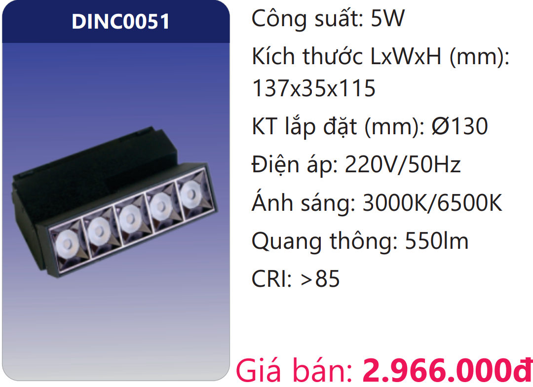 ĐÈN CHIẾU ĐIỂM NAM CHÂM LED 5W DUHAL DINC0051