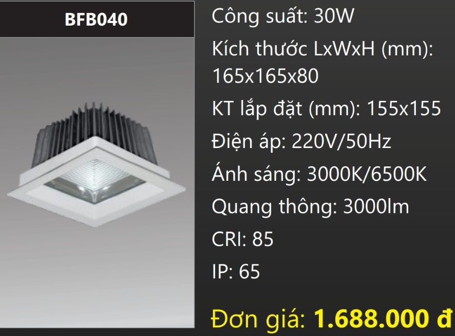 ĐÈN DOWNLIGHT ÂM TRẦN CHỐNG THẤM LED 30W DUHAL BFB040