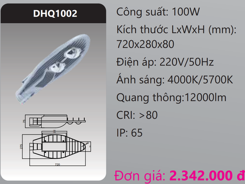  ĐÈN ĐƯỜNG DUHAL LED 100W DHQ1002 