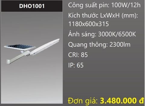  ĐÈN ĐƯỜNG NĂNG LƯỢNG LED 100W DUHAL DHO1001 