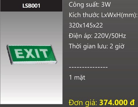  ĐÈN EXIT CHỈ HƯỚNG THOÁT HIỂM LED 3W DUHAL LSB001 - 1 MẶT 