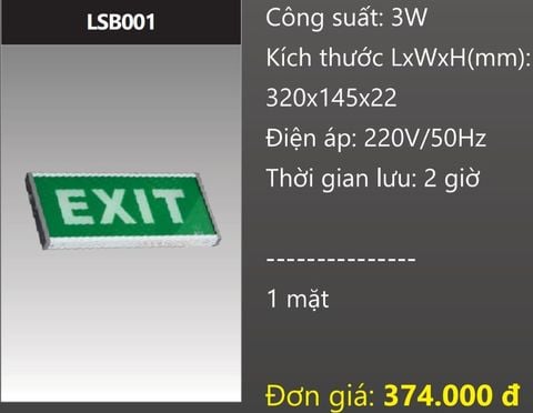  ĐÈN EXIT THOÁT HIỂM DUHAL LSB001 