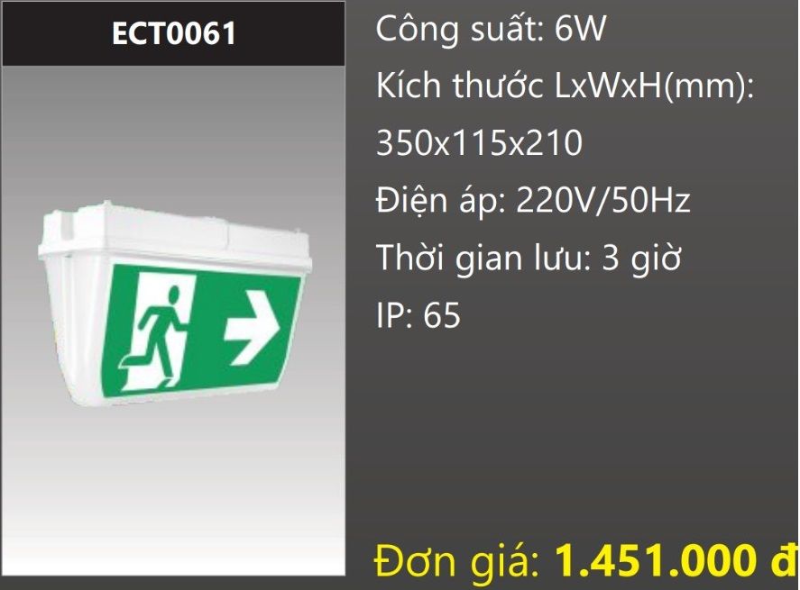 ĐÈN EXIT CHỐNG THẤM CHỈ HƯỚNG THOÁT HIỂM LED 6W DUHAL ECT0061