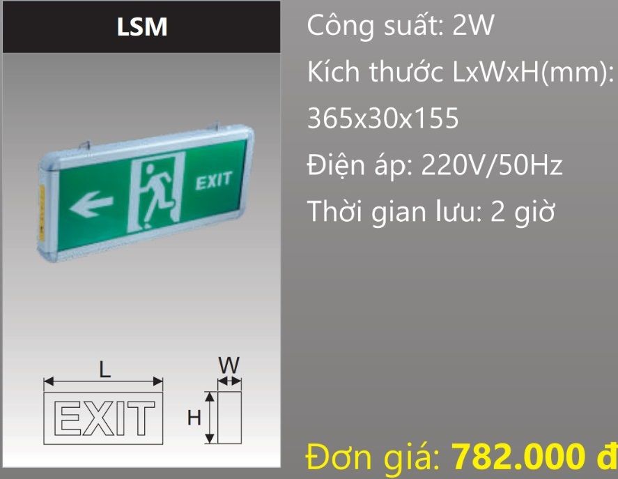 ĐÈN EXIT THOÁT HIỂM DUHAL LSM 2W LED